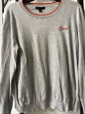 Banana Republic large Women's Gray Crewneck Sweater with Orange Trim